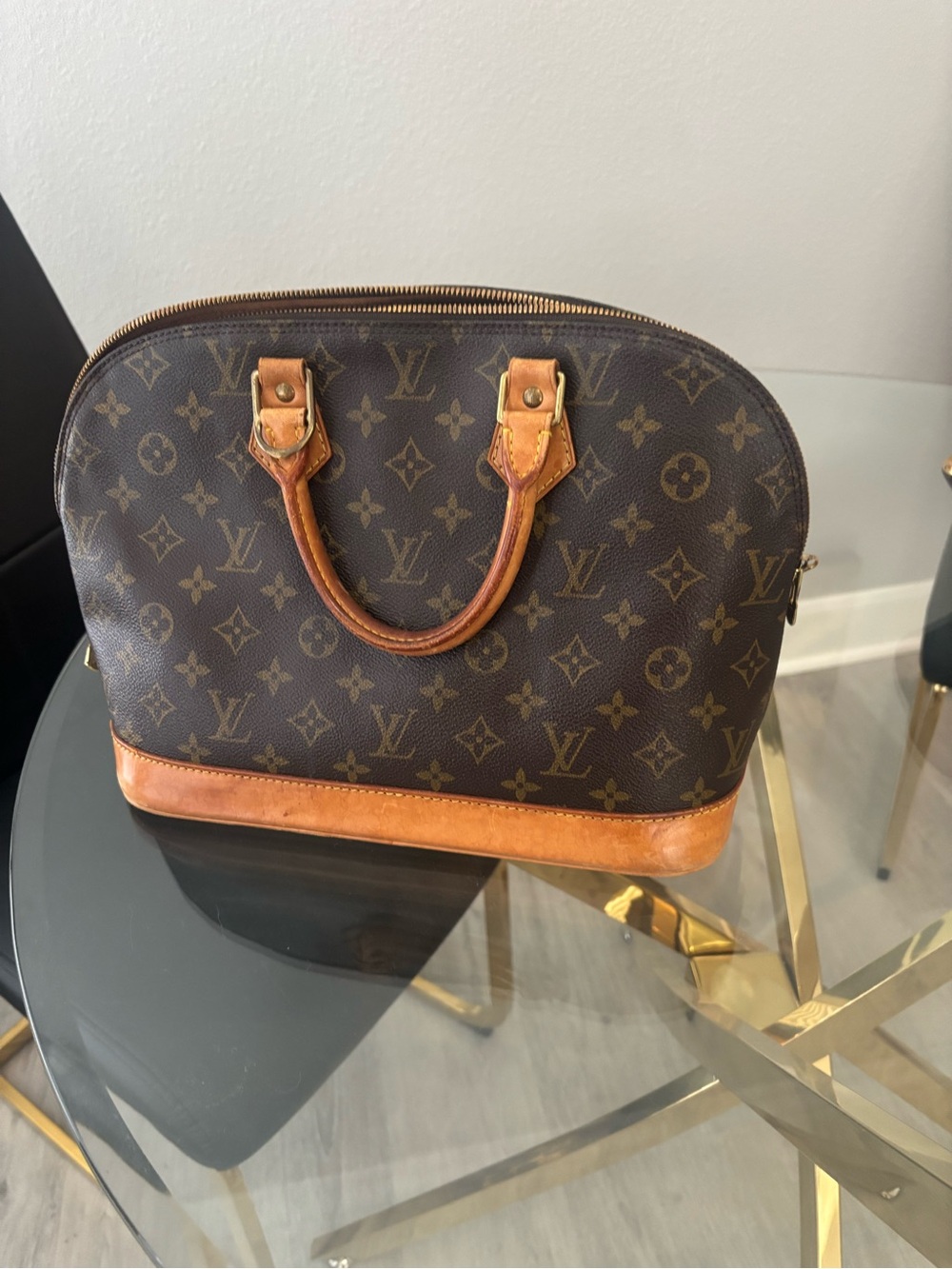 Louis Vuitton Monogram Alma Satchel - Dark Brown & Tan